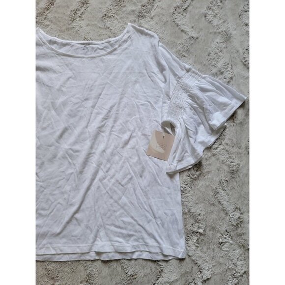 14th Union Light White Flutter Banded Sleeve Crew Neck Tshirt NWT Sz M - Picture 5 of 12